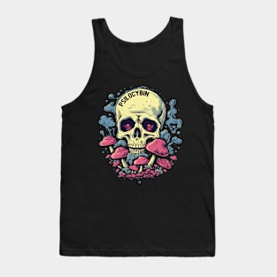 Psilocybin Tripping Skull with Mushrooms Tank Top